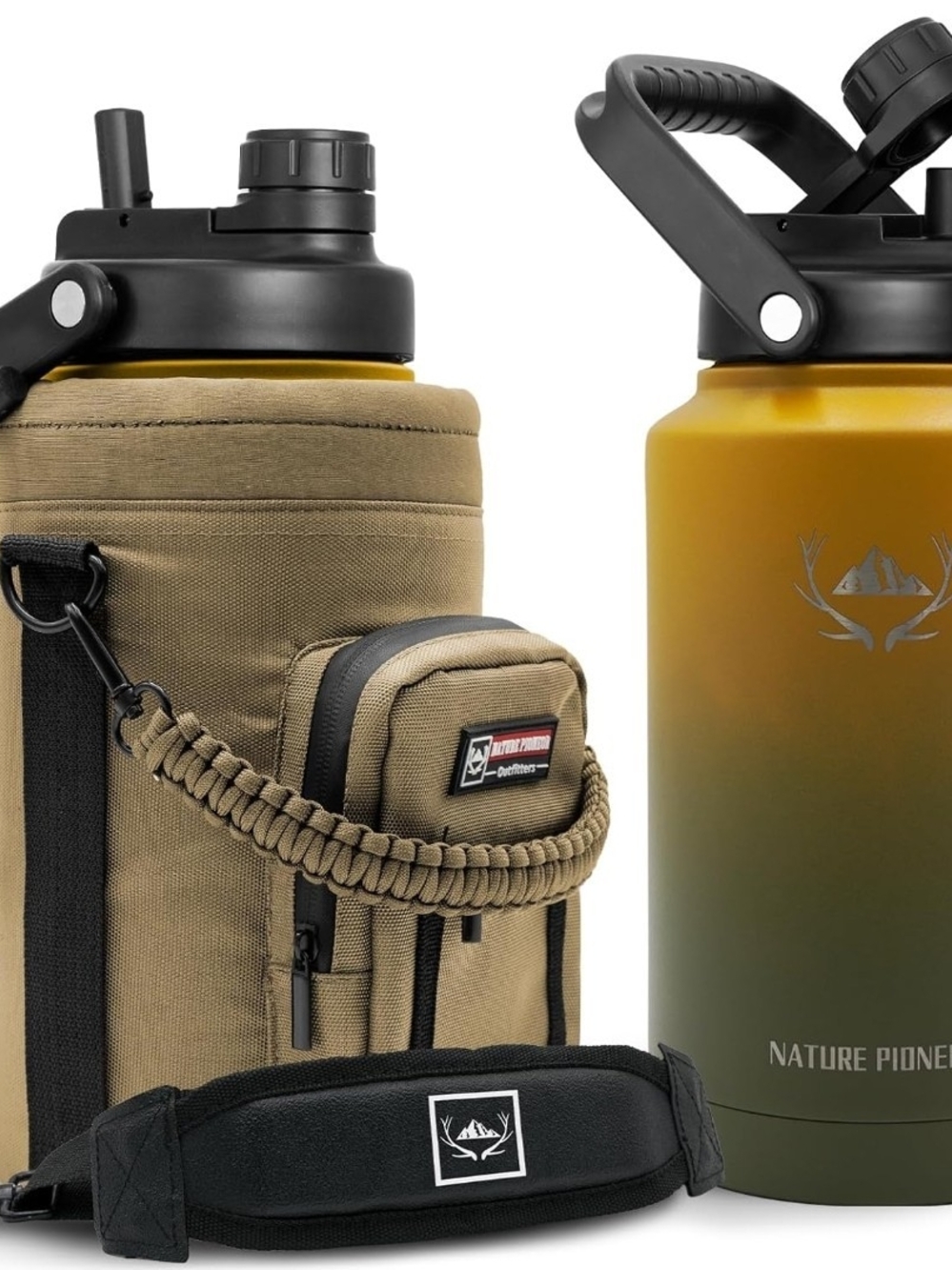 Nature Pioneer Tan Tactical Bottle Carrier with Shoulder StrapNATURE PIONEOR 1 G